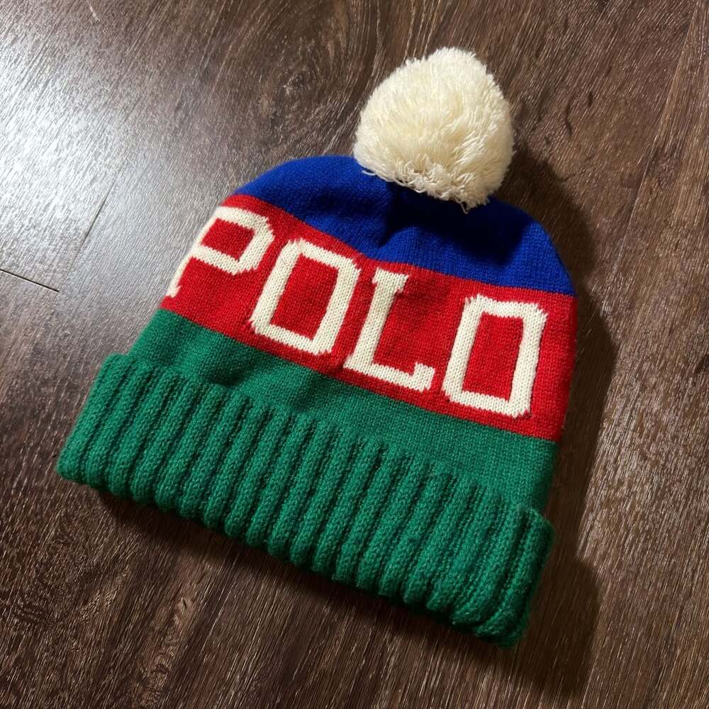 Essential Polo Ralph Lauren Hi Tech Rafting Club Beanie Hat Pom Pom Color Block